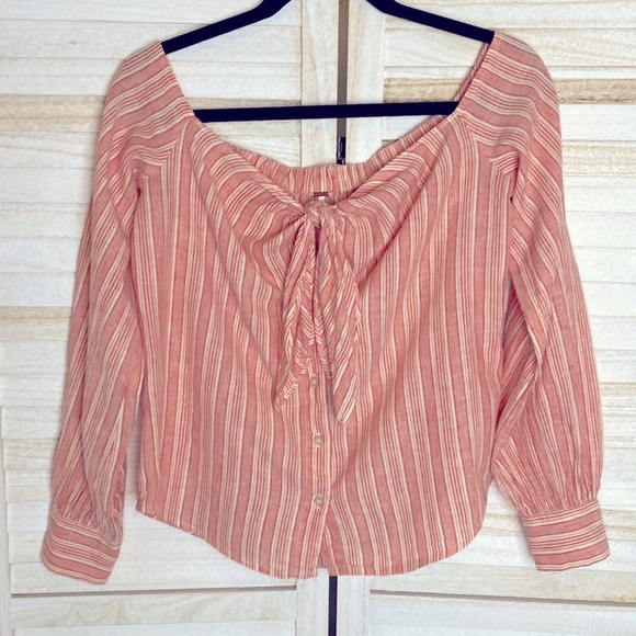 Free People Hello There Beautiful Off the Shoulder Striped Top Size XS - Picture 1 of 10